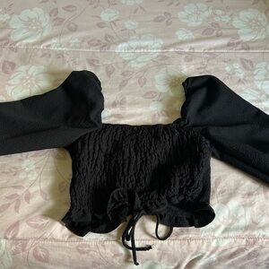 Black crop blouse